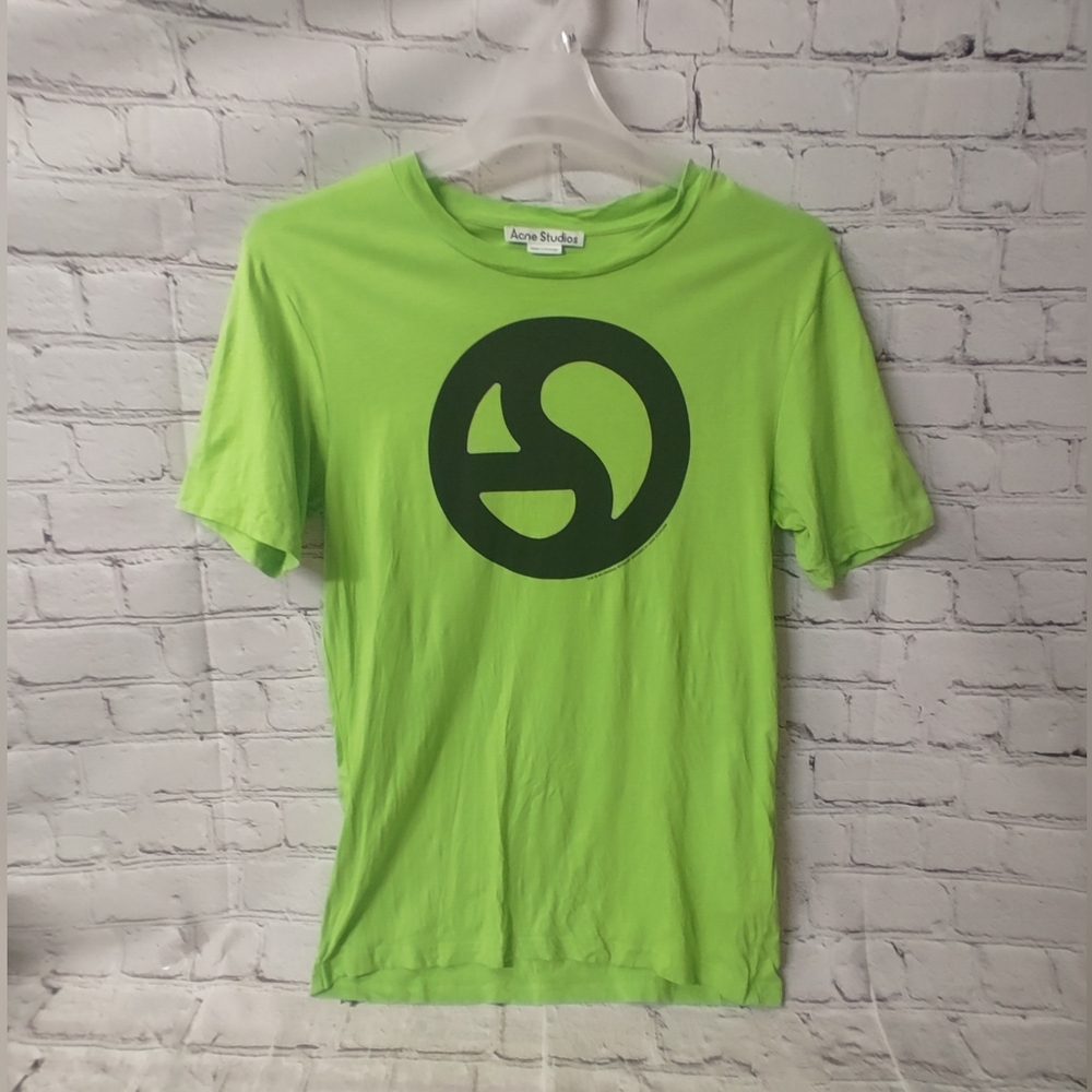 Acne Studios Everest Graphic Graphic Lime Green Cotton Blend Crew T Shirt Small